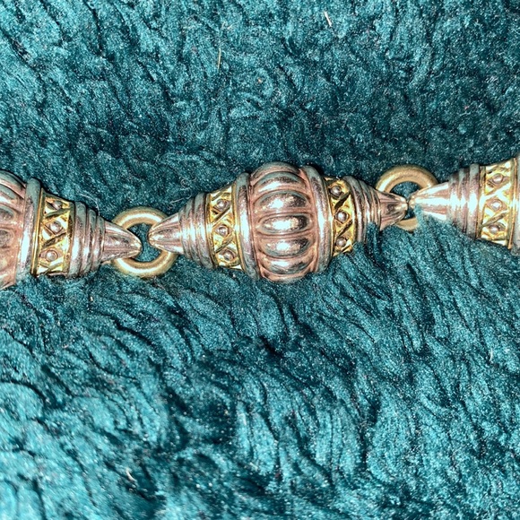 RARE Lagos sterling silver/18 kt gold fluted lattice link bracelet - Picture 3 of 10